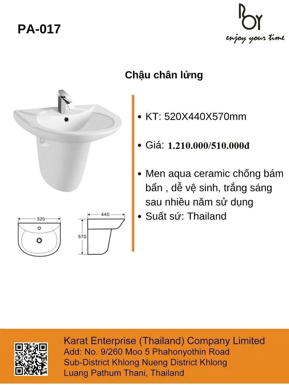 Lavabo Roy Thái Lan – Mẫu 3